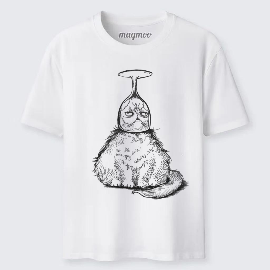 Magmoo Cat In A Wine Glass T-shirt
