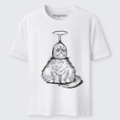 Magmoo Cat In A Wine Glass T-shirt