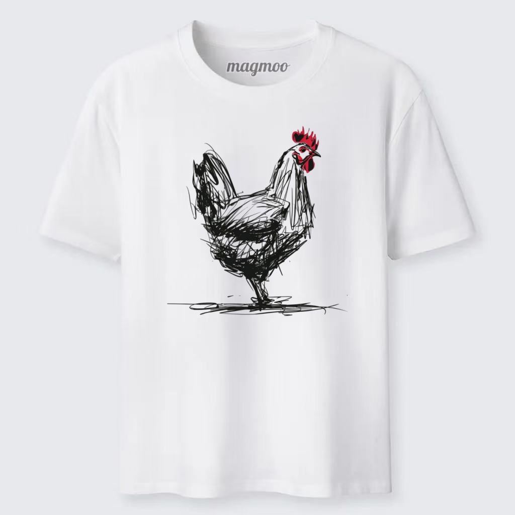 Magmoo Sketch Rooster Print Classic T-shirt