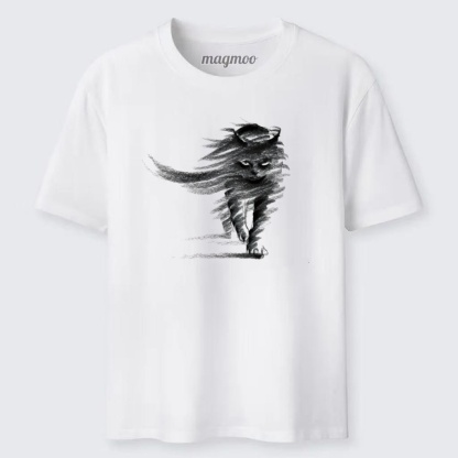 Magmoo Wind Brush Black Cat Classic T-shirt