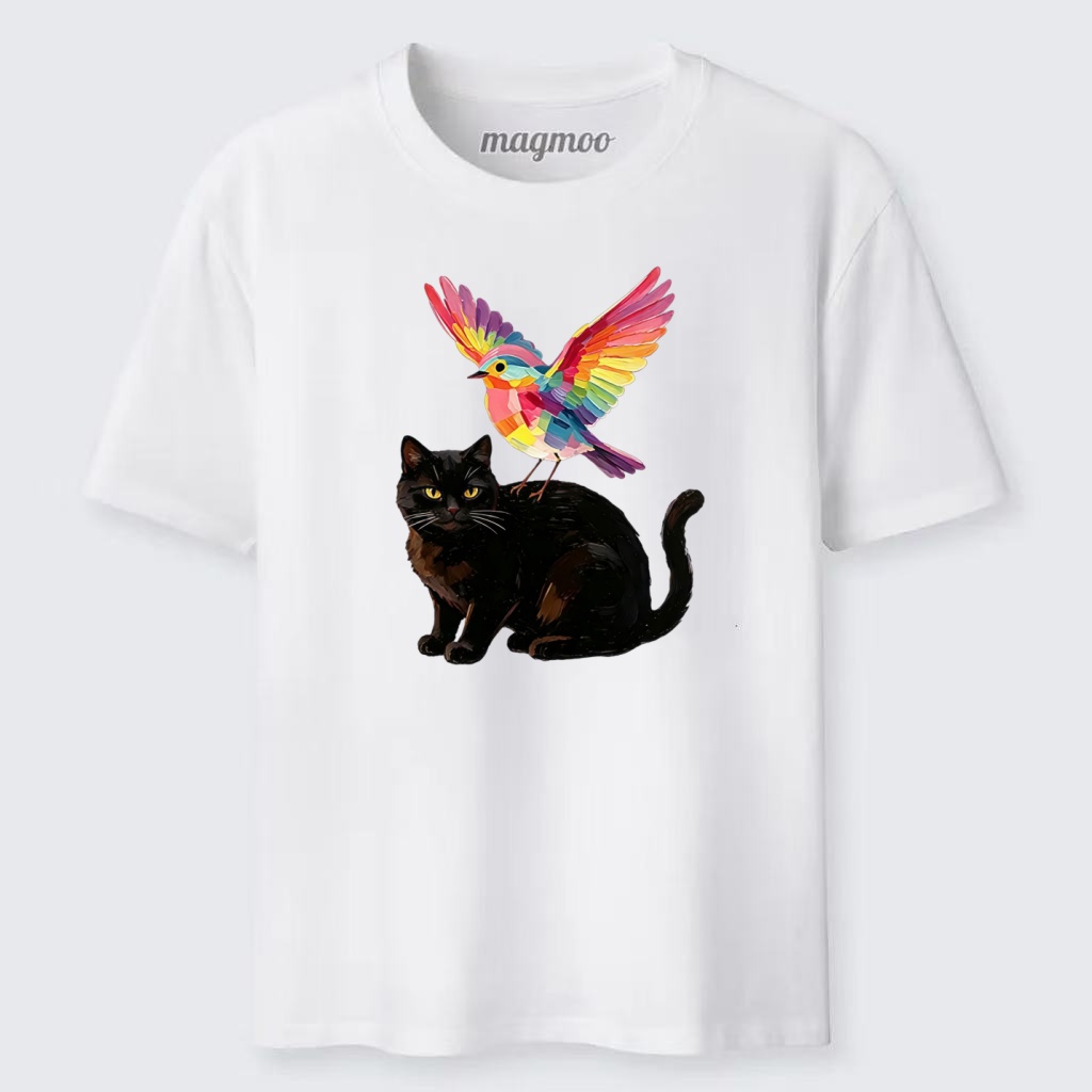 Magmoo Rainbow Bird With Cat Classic T-shirt