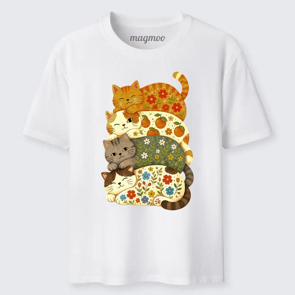 Magmoo Stacked Floral Cats Classic T-shirt