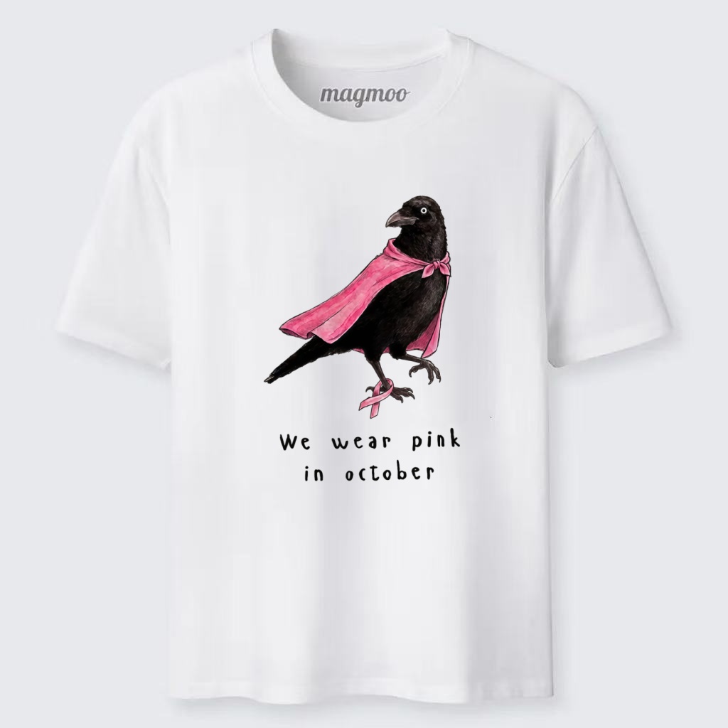 Magmoo Pink Ribbon Raven Breast Cancer Awareness Classic T-shirt