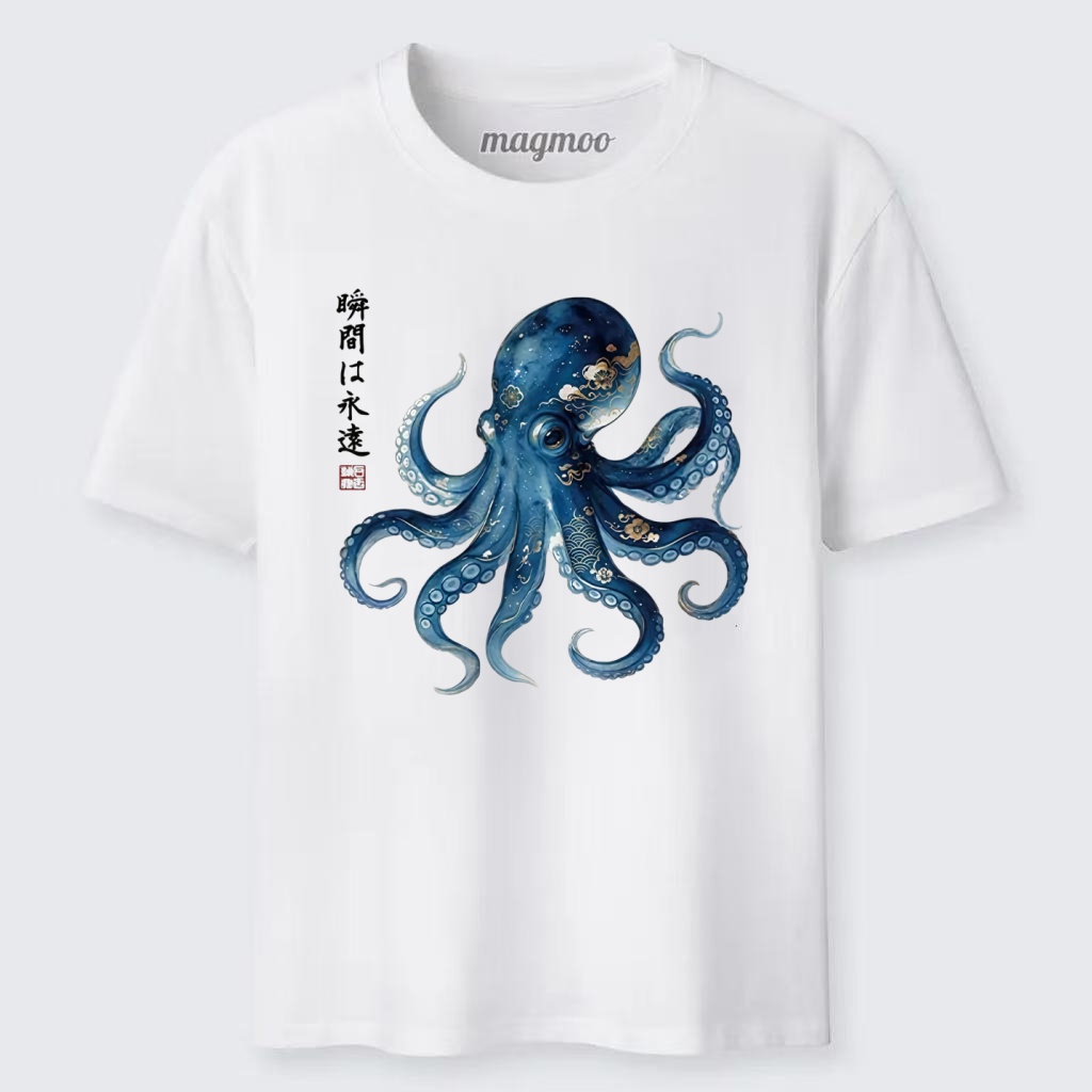 Magmoo Japanese Ink Blue Octopus Art Classic T-shirt