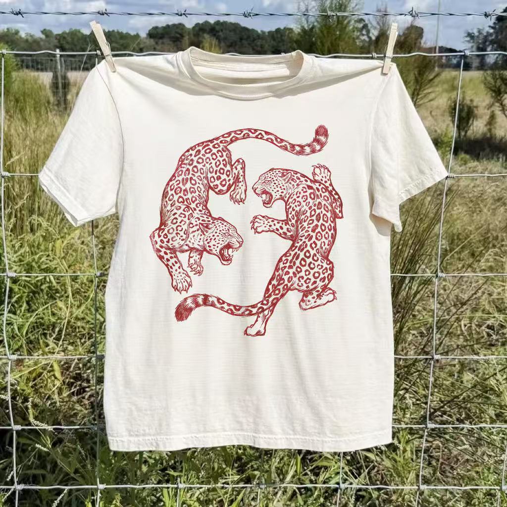 Fighting Red Leopards Art T‑Shirt