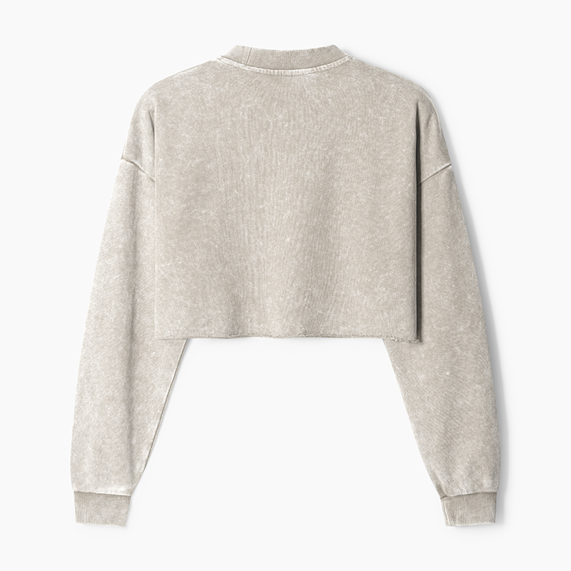 Magmoo Overthinking Frog With Coffee Washed Crop Sweatshirt