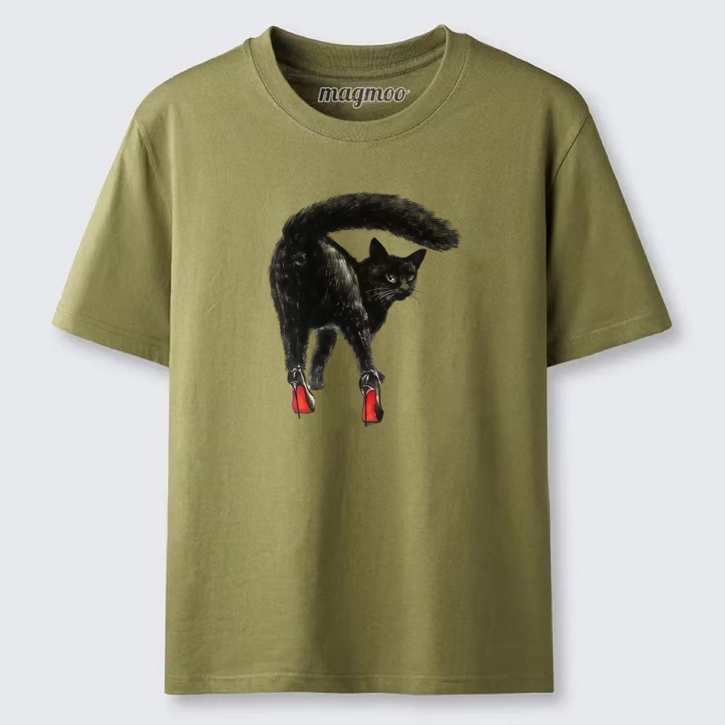 Magmoo Cat In Red Heels T-shirt