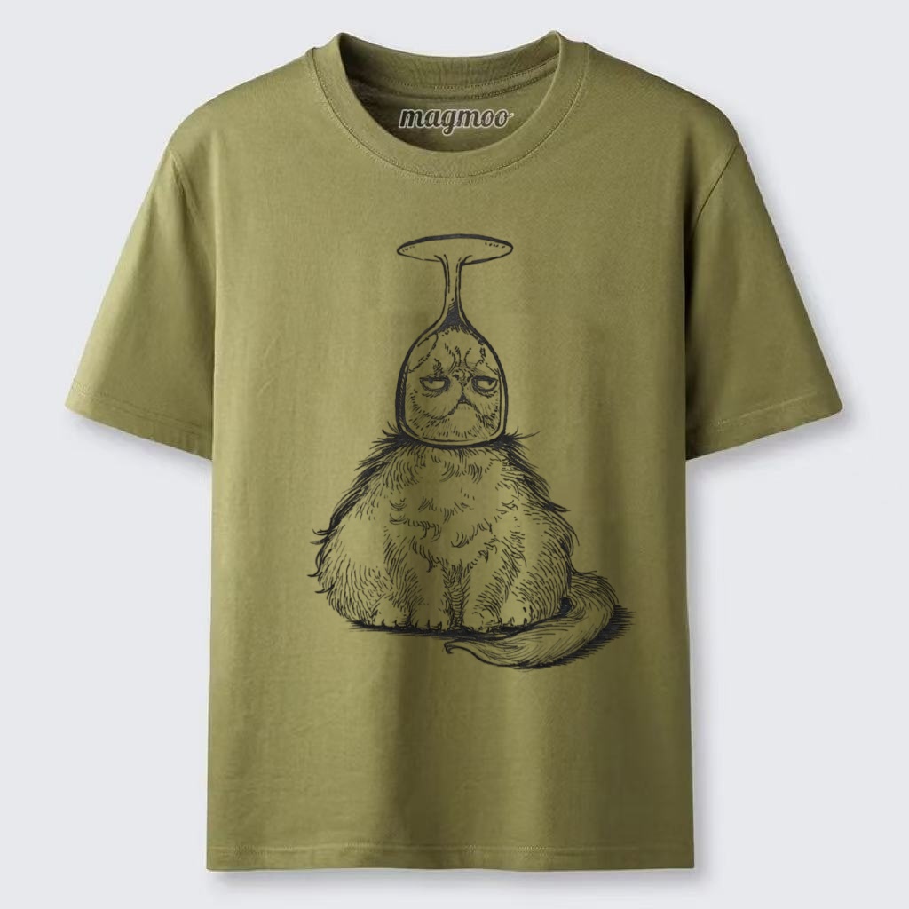Magmoo Cat In A Wine Glass T-shirt