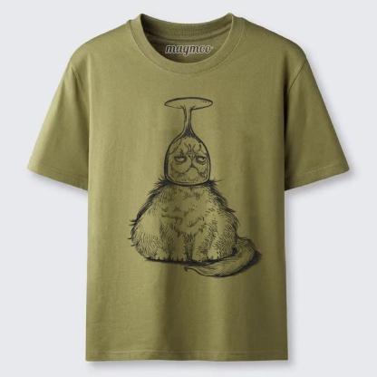 Magmoo Cat In A Wine Glass T-shirt