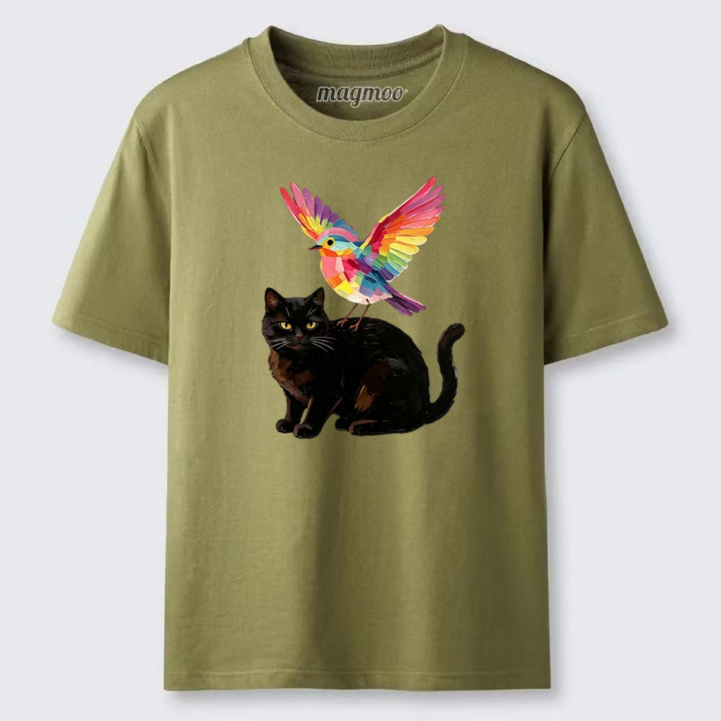 Magmoo Rainbow Bird With Cat Classic T-shirt
