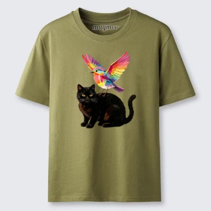 Magmoo Rainbow Bird With Cat Classic T-shirt