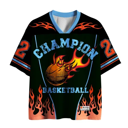 Magmoo Retro Flame Champion Basketball Mesh Jersey-Magmoo