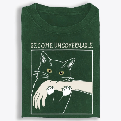 Become Ungovernable Cat Retro Washed T-Shirt
