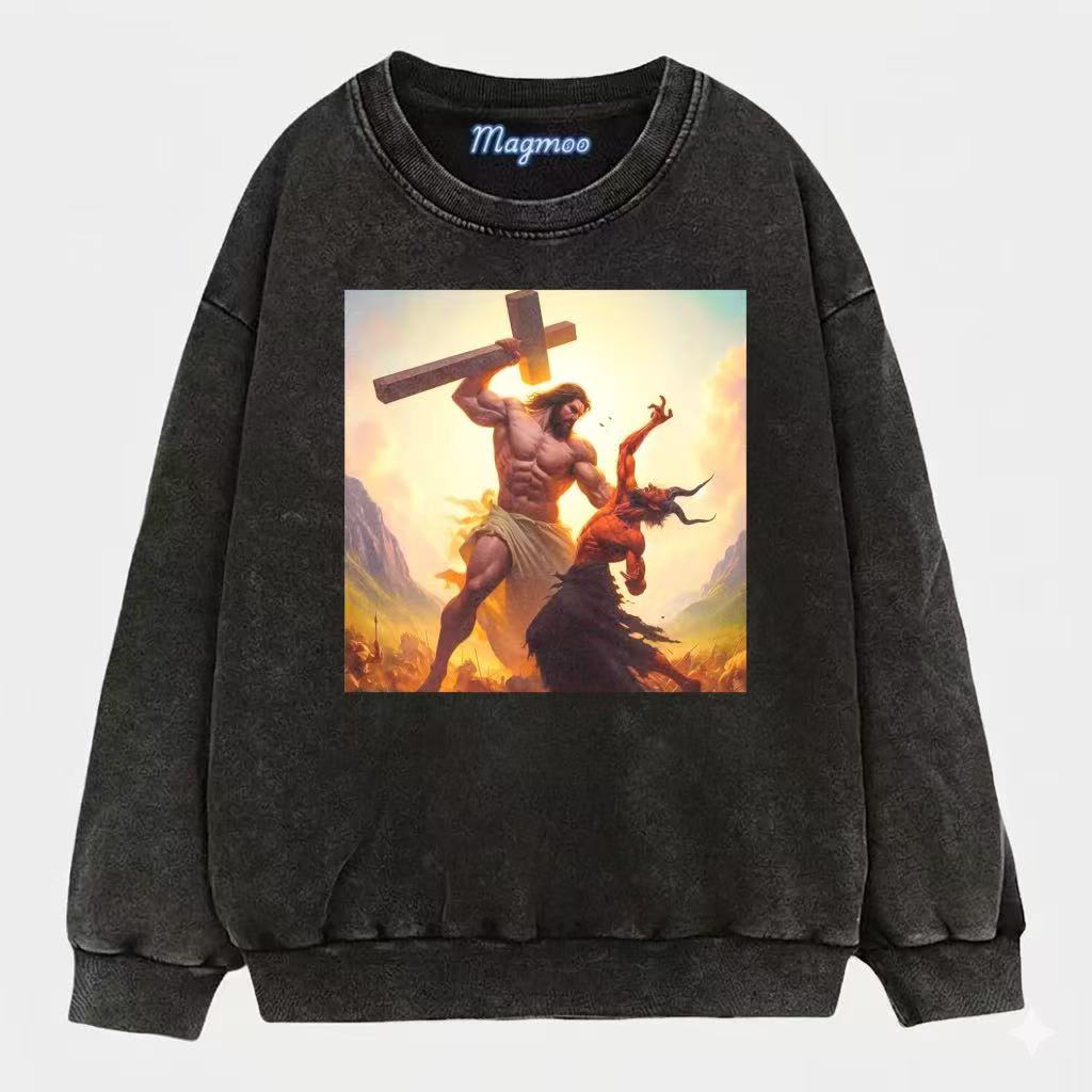 Vintage Muscle Jesus Fight T-shirt