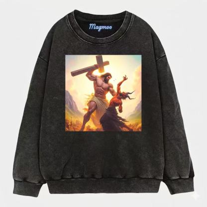 Vintage Muscle Jesus Fight T-shirt