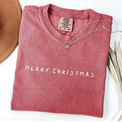 Comfort Colors Minimal Merry Christmas T-shirt-Magmoo