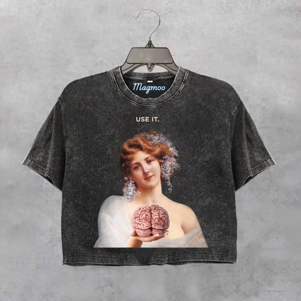 USE YOUR BRAIN CROP SHIRT-Magmoo