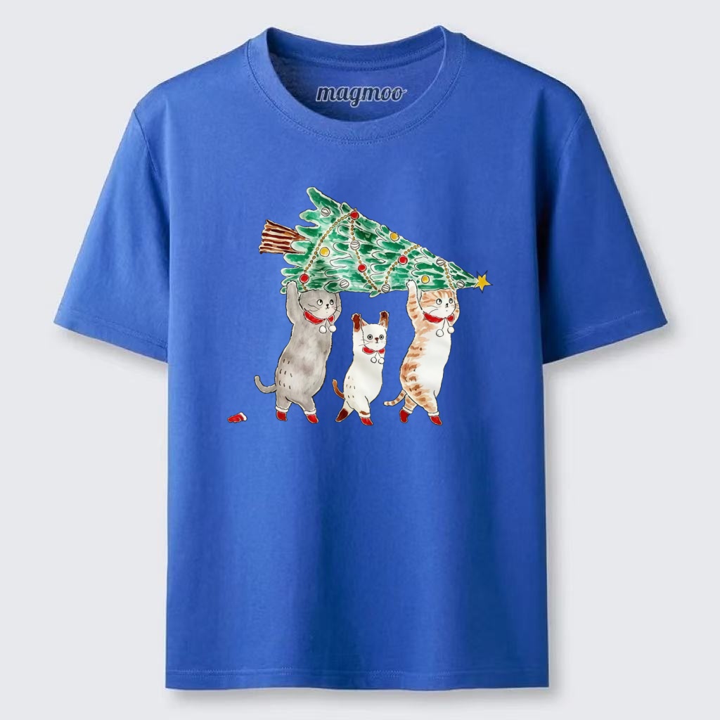 Magmoo Cats Carry Xmas Tree T-shirt
