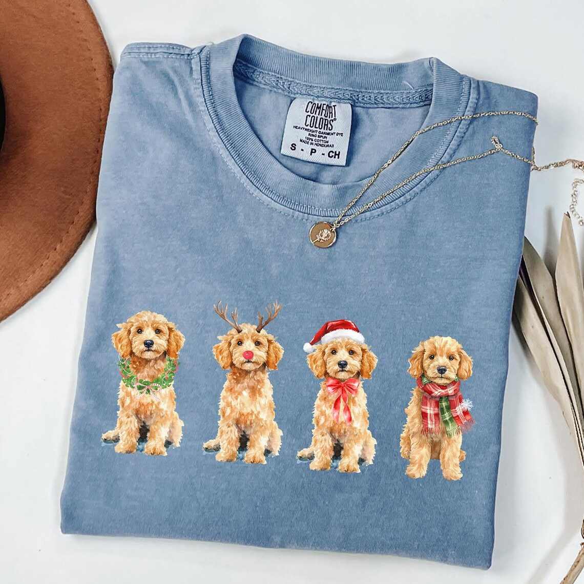 Comfort Color Christmas Goldendoodle T-shirt