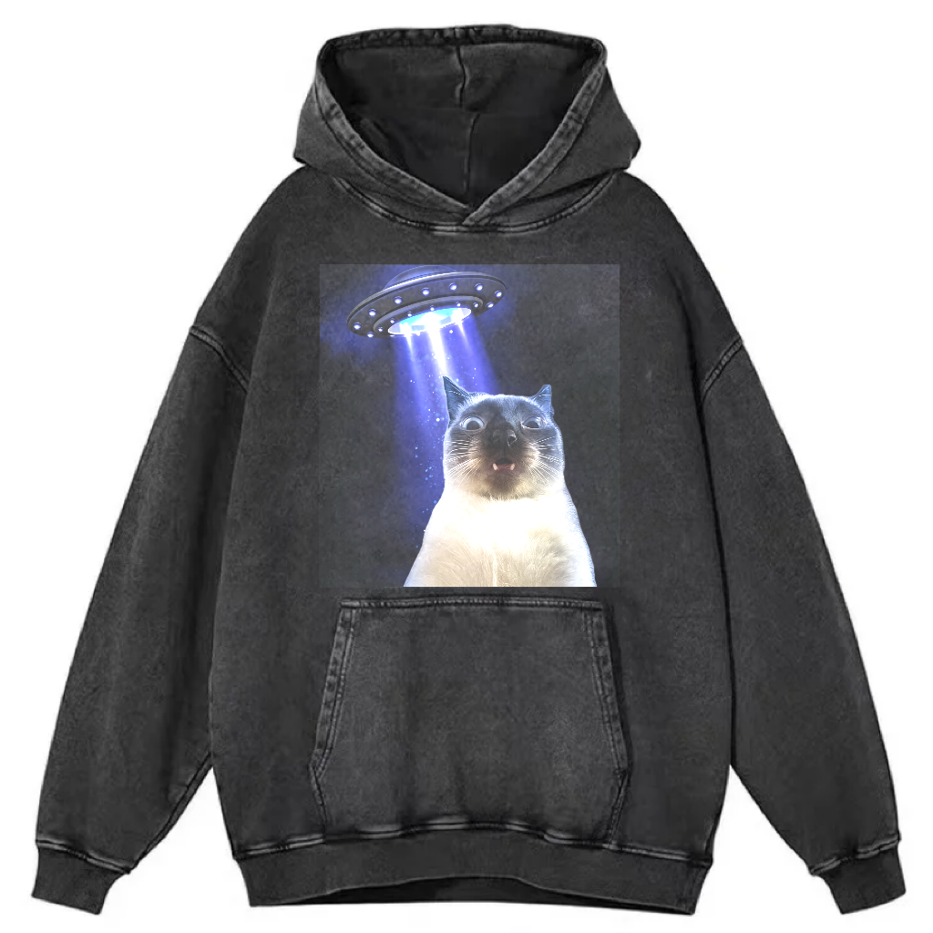 Funny Animal Selfie With UFO Art Acid Wash Shirt/Sweatshirt/Hoodie