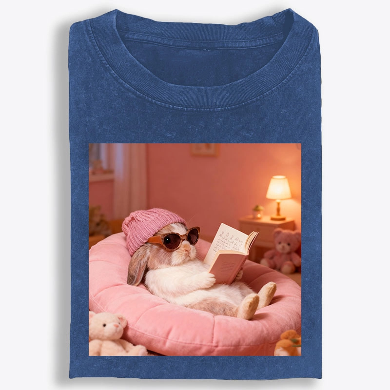 Bunny Bookish Rabbit Vintage Washed T-Shirt