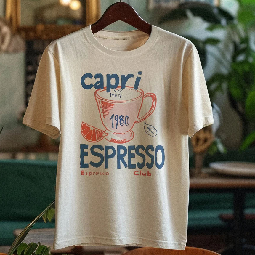 Capri Italy Espresso Club 1980 Graphic Tee-Magmoo