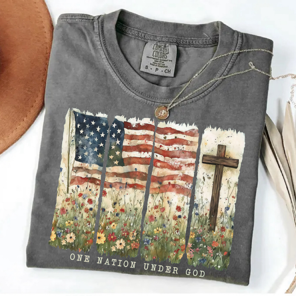 Comfort Colors One Nation Under God Flag T-Shirt