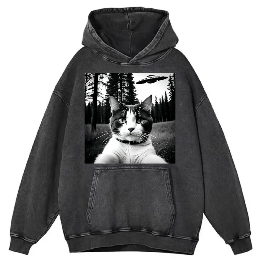 Funny Animal Selfie With UFO Art Acid Wash Shirt/Sweatshirt/Hoodie
