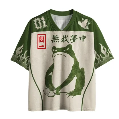 Magmoo Woodblock Print Frog Mesh Jersey-Magmoo