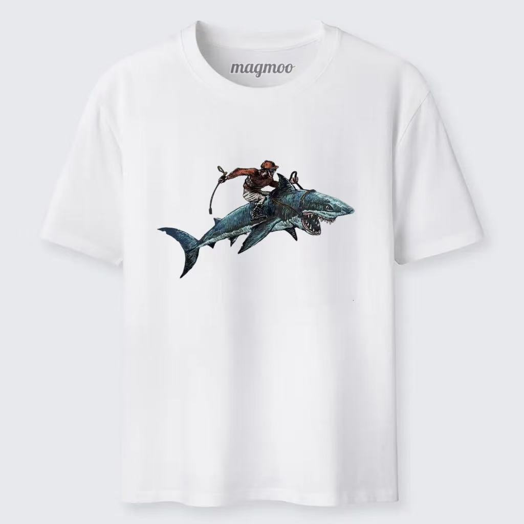 Magmoo Samurai Riding A Shark T-shirt