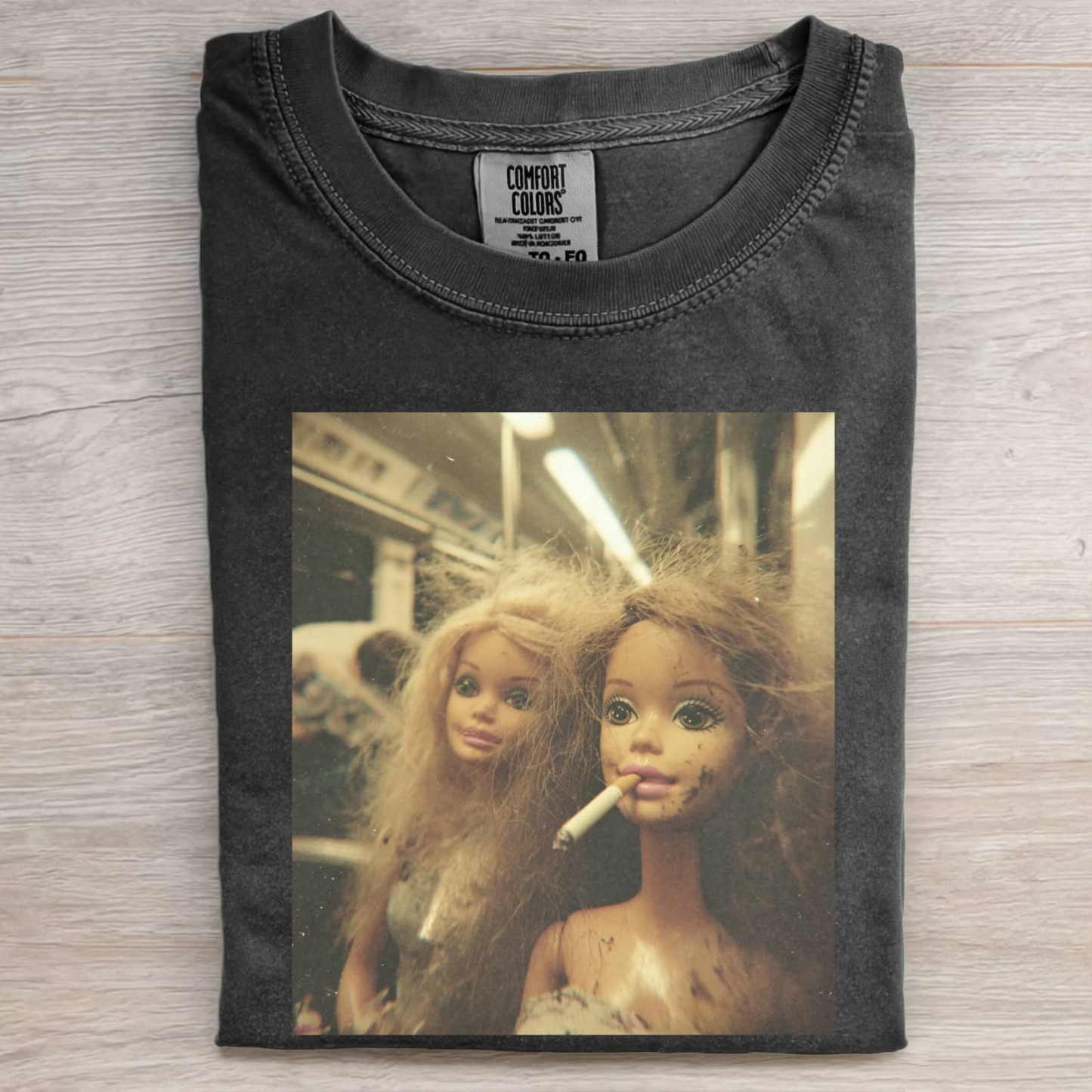 SMOKING BARBIE GIRL SHORT SLEEVED T-SHIRT-Magmoo