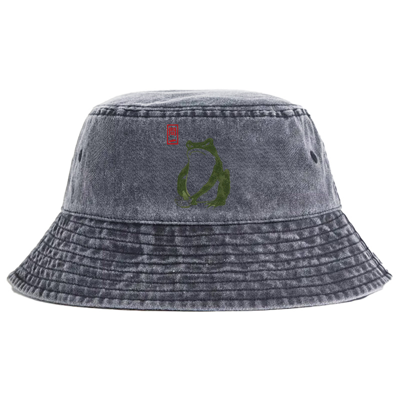 Magmoo Woodblock Print Frog Washed Bucket Hat
