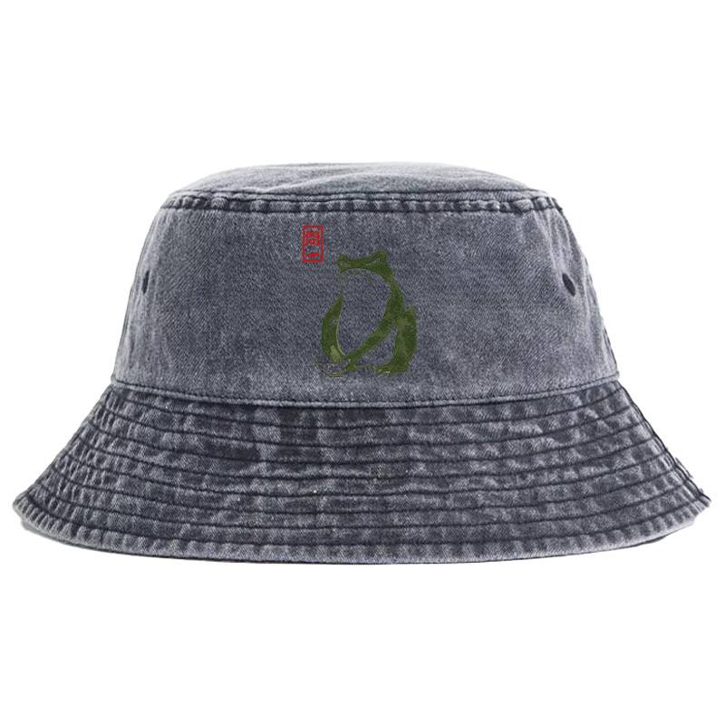 Magmoo Woodblock Print Frog Washed Bucket Hat