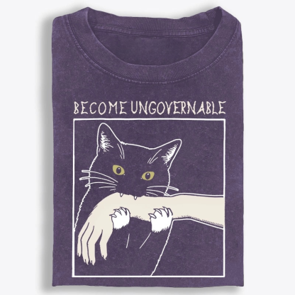 Become Ungovernable Cat Retro Washed T-Shirt