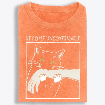 Become Ungovernable Cat Retro Washed T-Shirt