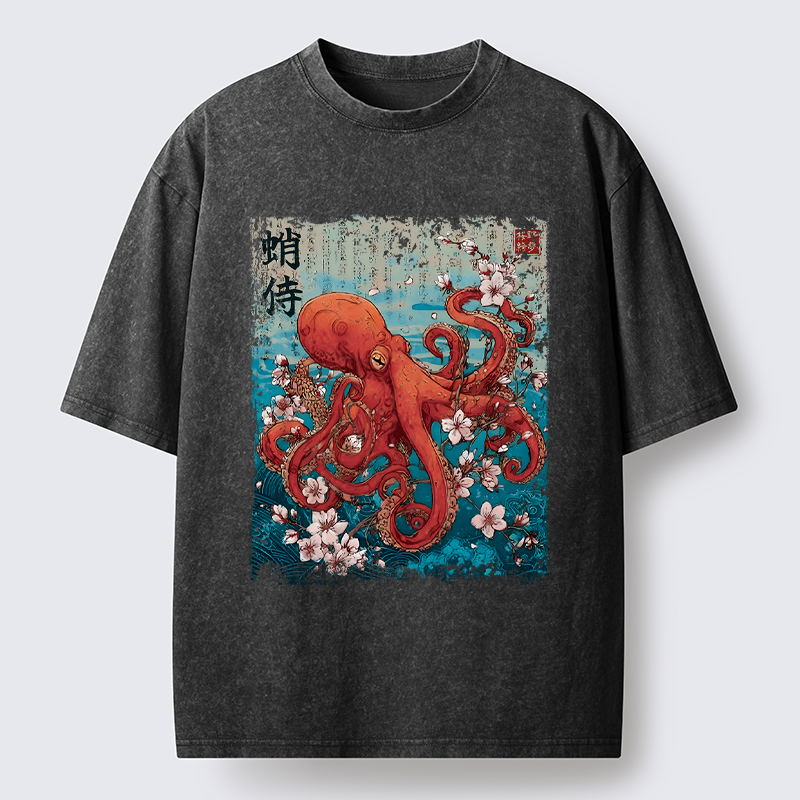 Magmoo The Eight-Armed Samurai Washed T-Shirt