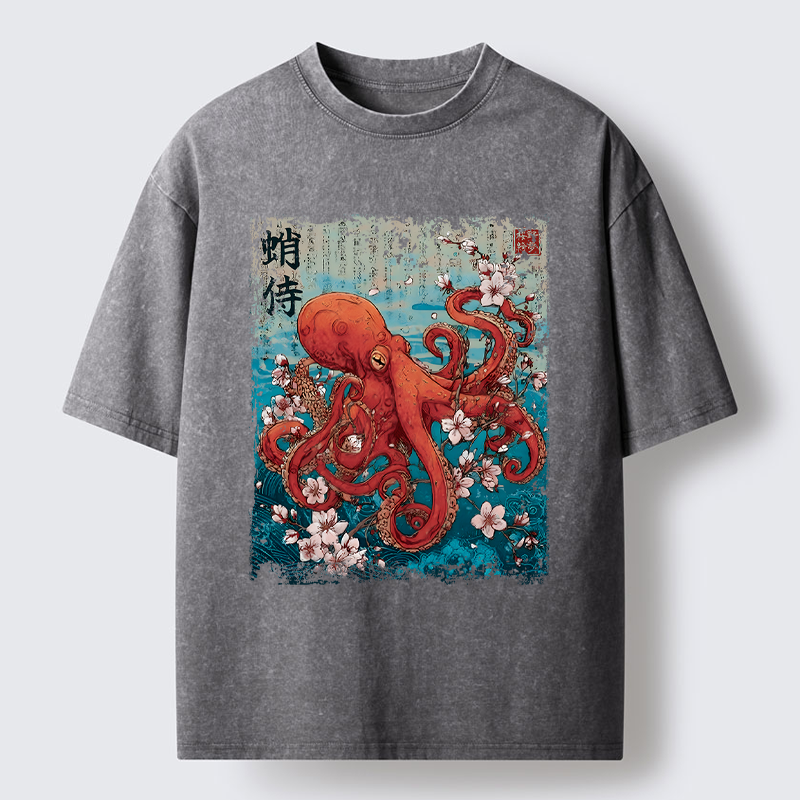 Magmoo The Eight-Armed Samurai Washed T-Shirt