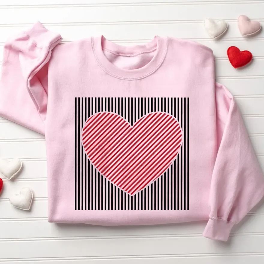 Retro Valentines Heart Sweatshirt-Magmoo