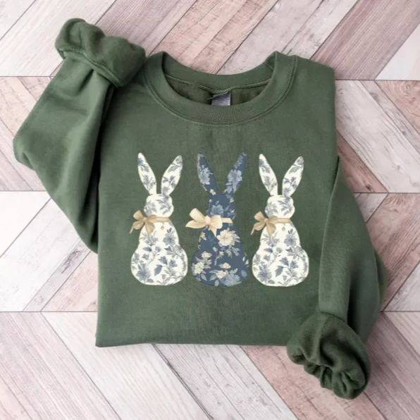 Floral Blue Bunny Sweatshirt