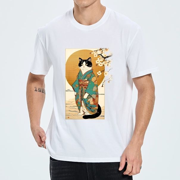 Magmoo Elegant Cat In Traditional Kimono Classic T-Shirt-Magmoo