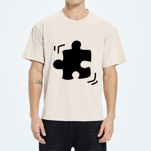 Magmoo Black Puzzle Piece Washed T-Shirt-Magmoo
