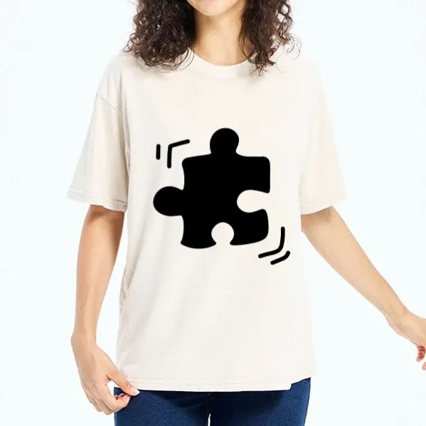 Magmoo Black Puzzle Piece Washed T-Shirt-Magmoo
