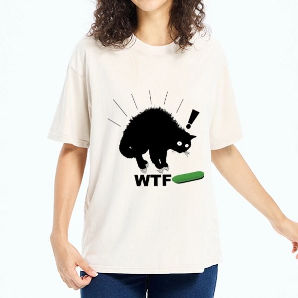Magmoo Cat Vs Cucumber Chaos Washed T-Shirt-Magmoo