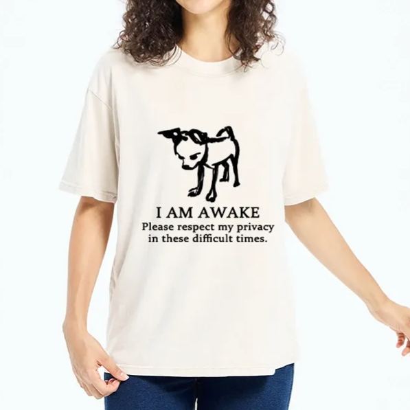 Magmoo Silly Dog Privacy Meme Art Washed T-Shirt-Magmoo