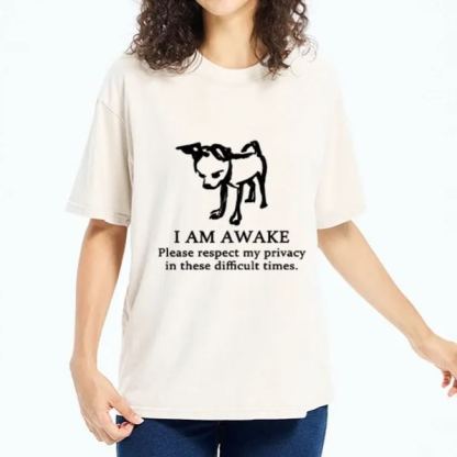 Magmoo Silly Dog Privacy Meme Art Washed T-Shirt-Magmoo