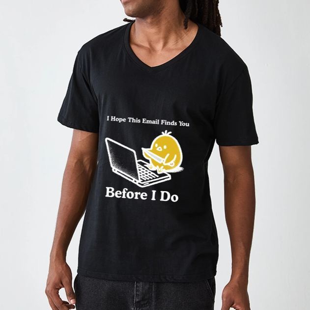 Magmoo Chicken Knife Email Meme V-Neck Classic T-Shirt-Magmoo