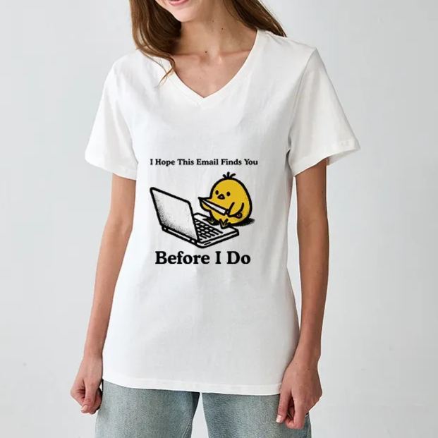 Magmoo Chicken Knife Email Meme V-Neck Classic T-Shirt-Magmoo