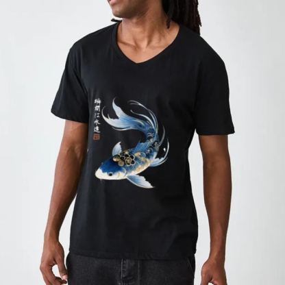 Magmoo Elegant Koi Fish Watercolor Art V-Neck Classic T-Shirt-Magmoo