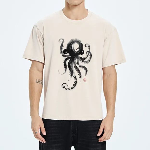 Magmoo Japanese Ink Octopus Art Washed T-Shirt
