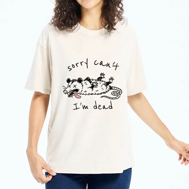 Magmoo Opossum Dead Mode Funny Life Washed T-Shirt